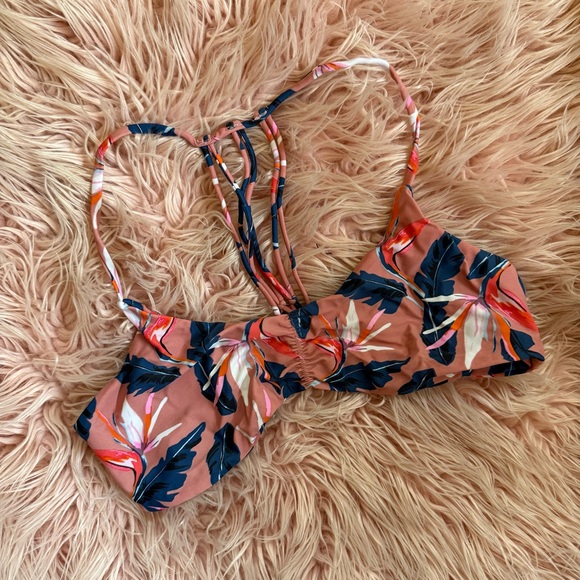 Tori Praver Seafoam Coral Printed Bikini Swimsuit Top Size Large - Picture 1 of 12